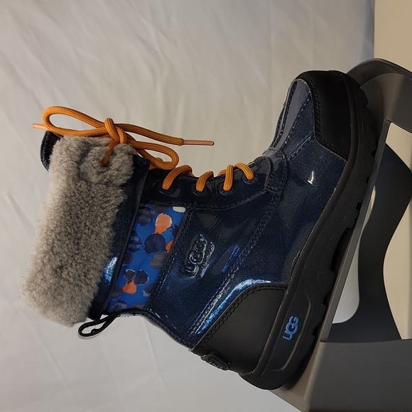 UGG Butte II Blue Sparkle Orange UGG Pure Wool Lined Waterproof Boots kids size2 - Picture 4 of 13